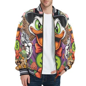 Bomber Jacket Men Bomber Jacket Men Jacket Cartoon Jacket Comics Lover Gifts Duck Gangster