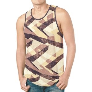 Camiseta sin mangas para hombre con estampado abstracto, camiseta para hombre con gráfico geométrico