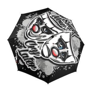 Umbrella Semi Automatic Foldable Smile Now Cry Later Cartoon
