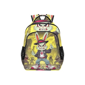 Backpack School Backpack Big Bag School Rucksack Gungsta Bunny Cartoon