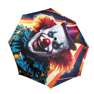 Umbrella Semi Automatic Foldable Scary Clown Horror
