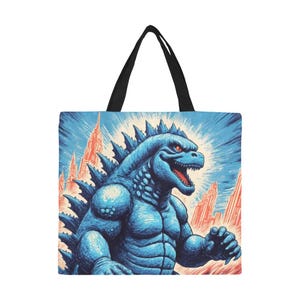 Tote Bag Minimalist Tote Bag Godzilla Shopping Bag Monster Godzillas Tote Bag Kaiju Gojira Art Retro Cartoon Vintage