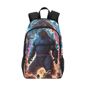 Backpack School Backpacks Canvas Backpack Personalized Backpacks Kaiju Cartoon Godzilla Bag Art Godzillas Comics Monster Sci fi Gojira