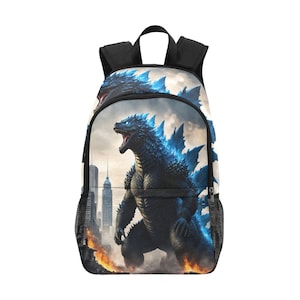 Backpack School Designer Backpacks Canvas Backpack Personalized Backpacks Gojira Cartoon Godzilla Kaiju Comics