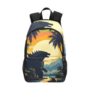 Backpack School Designer Backpacks Canvas Backpack Personalized Backpacks Godzilla Godzillas Bag Gojira Kaiju Cartoon