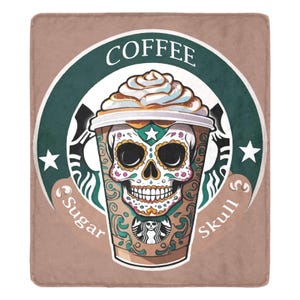 Deken / gepersonaliseerde dekens / Koffie / Día De Los Muertos / Cartoon / Strips / Chicano / Dag van de Doden
