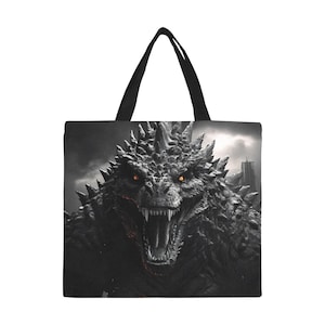 Tote Bag Minimalist Tote Bag Godzilla Bag Kaiju Retro Cartoon Vintage Monster Japan Comics Gojira Art Godzillas