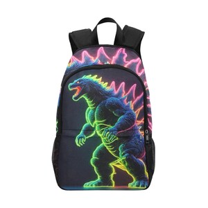 Godzilla Backpack Neon Kaiju Design Personalized Canvas School Bag