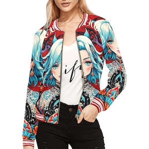 Bomber Jacket women Japan Manga Tattoo Jacket