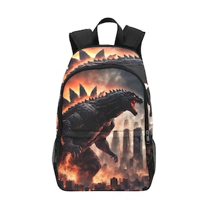Backpack School Designer Backpacks Canvas Backpack Personalized Backpacks Godzillas Gojira Kaiju Art Cartoon Godzilla Bag