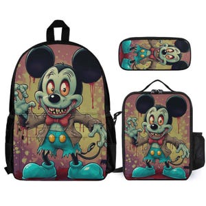 Zombie Cartoon Backpack School Set Rucksack Lunch Box & Pencil Case