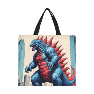 Tote Bag Minimalist Tote Bag Godzilla Cartoon Shopping Bag Monster Handbag Godzillas Tote Bag Gojira Art Kaiju