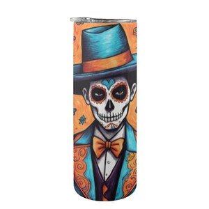 Tumbler personalized Neon Día De Los Muertos Sugar Skull Tumblers Day of the Dead