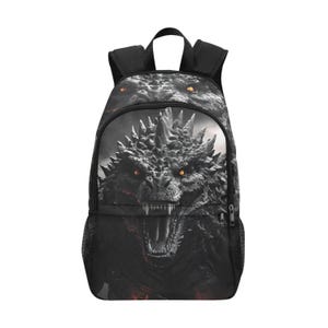 Backpack School Designer Backpacks Canvas Backpack Personalized Backpacks Gojira Art Cartoon Godzilla Kaiju Godzillas Bag