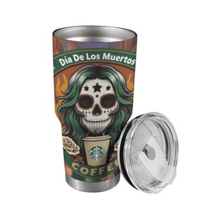 Tumbler Sugar Skull tumblers Coffee Day of the dead Día De Los Muertos Chicano
