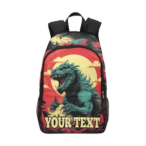 Personalized Godzilla Backpack Custom Name Gojira School Bag