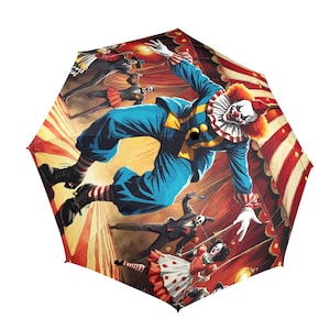 Umbrella Semi Automatic Foldable Comics Scary Clown