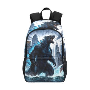 Backpack School Designer Backpacks Canvas Backpack Personalized Backpacks Cartoon Godzilla Godzillas Bag Art Gojira Kaiju