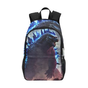 Backpack School Designer Backpacks Canvas Backpack Personalized Backpacks Godzilla Retro Kaiju Gojira Neon Vintage Comics