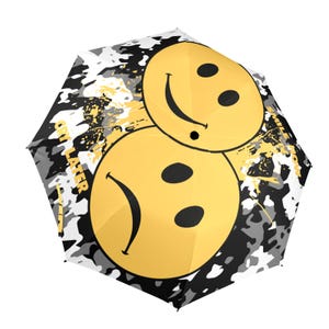 Umbrella Semi Automatic Foldable Smile Now Cry Later Emoji