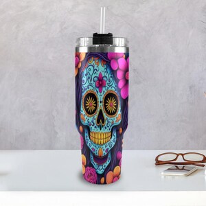 Tumblers for Women Tumbler 40oz Sugar Skull Coffee Día De Los Muertos Cup Mexico Day of the Dead