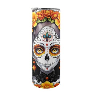 Vasos para mujer Vasos personalizados México Catrina Día de los muertos Calavera de azúcar Calavera Día de Muertos Calaveras chicanas de dibujos animados