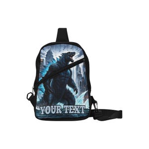 Personalized Godzilla Crossbody Bag 1200D Nylon Adjustable Strap
