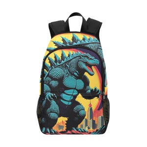 Godzilla Canvas Backpack Retro Sci-Fi Kaiju School Bag