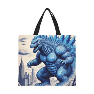 Tote Bag Minimalist Tote Bag Godzilla Retro Cartoon Shopping Bag Monster Handbag Godzillas Tote Bag Gojira Art Kaiju