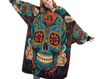 Chicano Sugar Skull Blanket Hoodie Personalized Fleece Loungewear