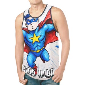 Men&#39;s Superhero Tank Top: All-Over Print Hero Shirt