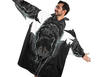 Wolf Blanket Hoodie Personalized Fleece Loungewear