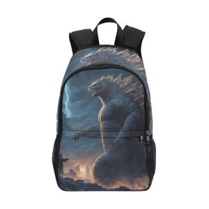 Backpack School Designer Backpacks Canvas Backpack Personalized Backpacks Gojira Cartoon Godzilla Retro Kaiju Vintage Comics