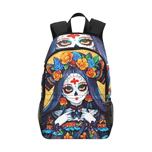 Backpack School day of the dead Backpack Personalized Backpacks Día De Los Muertos Halloween Sugar Skull Cartoon
