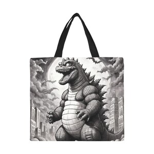 トートバッグ ミニマリストトートバッグ ゴジラ ペンシル ショッピングバッグ ゴジラ ゴジラ 怪獣 アート モンスター