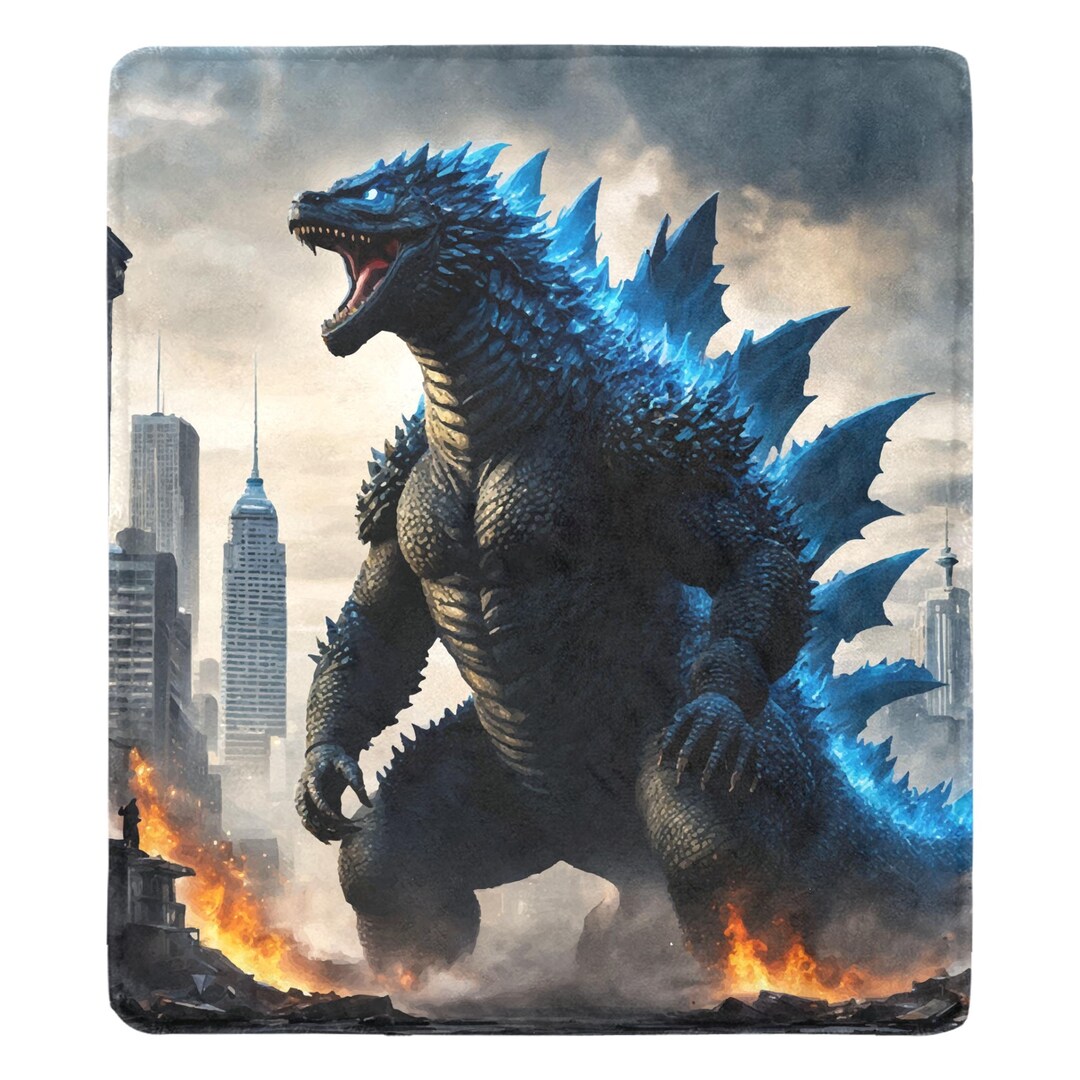 Godzilla Japanese Pattern Print Blanket
