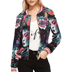 Bomber Jacket women Japan Geisha Jacket