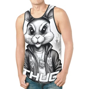 Gangster Bunny Tank Top Men&#39;s Thug Style Printed Shirt