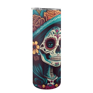 Vasos para mujer Vasos personalizados México Catrina Día de los muertos Calavera de azúcar Calavera Día de Muertos Dibujos animados Chicano Mexicano