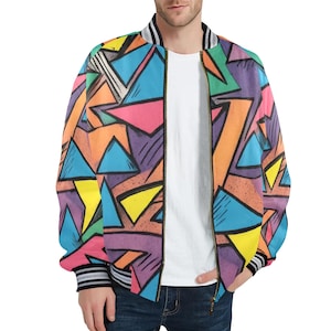 Bomber Jacket Men Bomber Jacket Men Jacket Lover Gifts 80s Pattern
