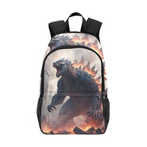 Backpack School Designer Backpacks Canvas Backpack Personalized Backpacks Godzilla Godzillas Bag Gojira Kaiju Art Cartoon
