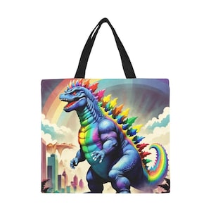 Tote Bag Minimalist Tote Bag Godzilla Kaiju Gojira Art Retro Cartoon Vintage Tote Bag Monster