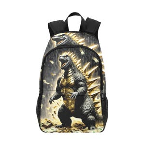 Backpack School Designer Backpacks Canvas Backpack Personalized Backpacks Godzillas Bag Gojira Kaiju Art Cartoon Godzilla