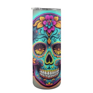 Tumbler personalized Neon Día De Los Muertos Sugar Skull Tumblers
