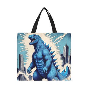 Tote Bag Minimalist Tote Bag Godzilla Retro Cartoon Vintage Shopping Bag Monster Handbag Godzillas Tote Bag Kaiju Gojira Art