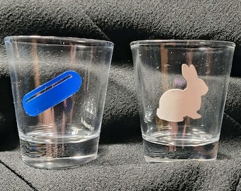 Customized Inspired by shot glasses: The Matrix/White Rabbit/Blue pill