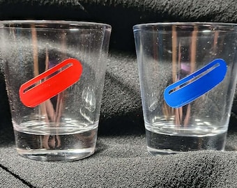 Customized Inspired by shot glasses: The Matrix/Red pill/Blue pill