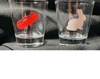 Customized Inspired by shot glasses: The Matrix/White Rabbit/Red pill