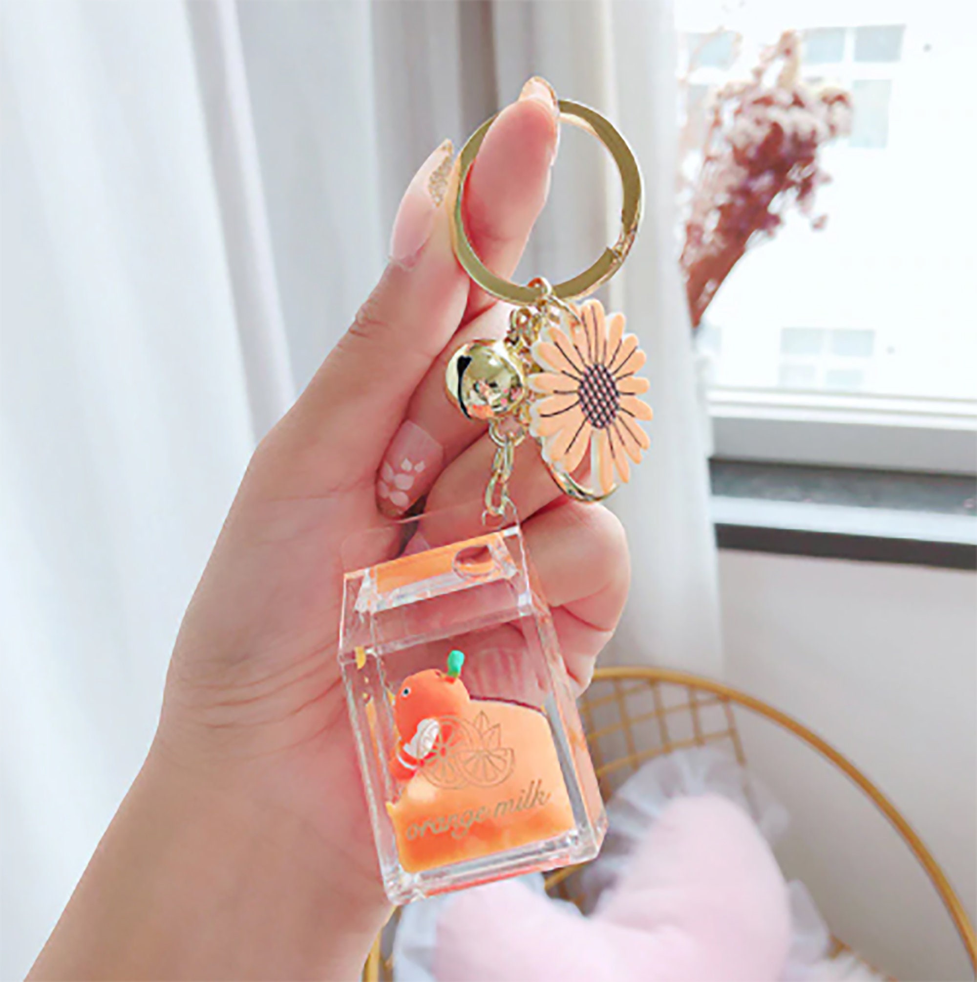 Floating milk Keychain Cute keychain Keyring for women Etsy