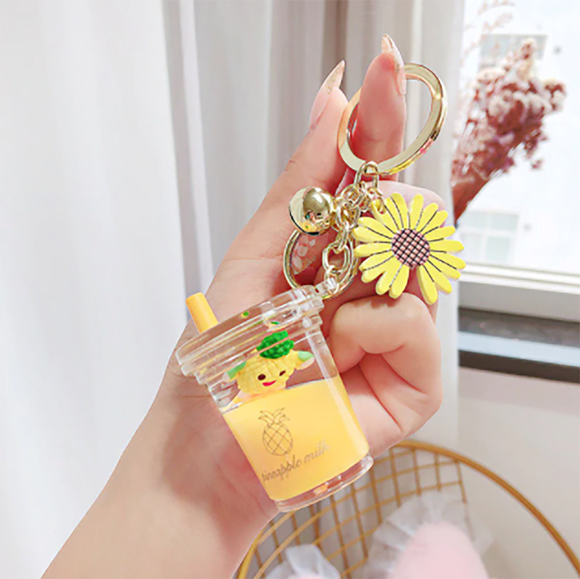 Floating milk Keychain Cute keychain Keyring for women Etsy